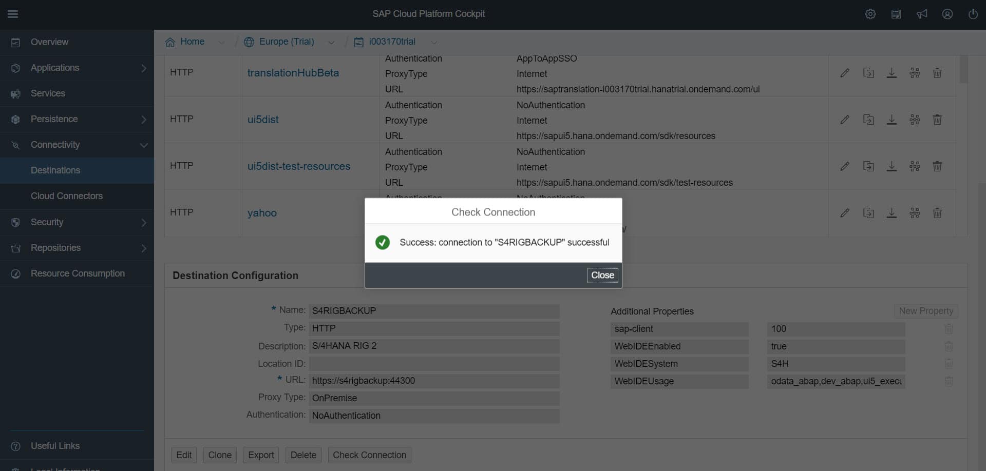 Connecting S/4HANA Instance to SAP Cloud Platform Web IDE